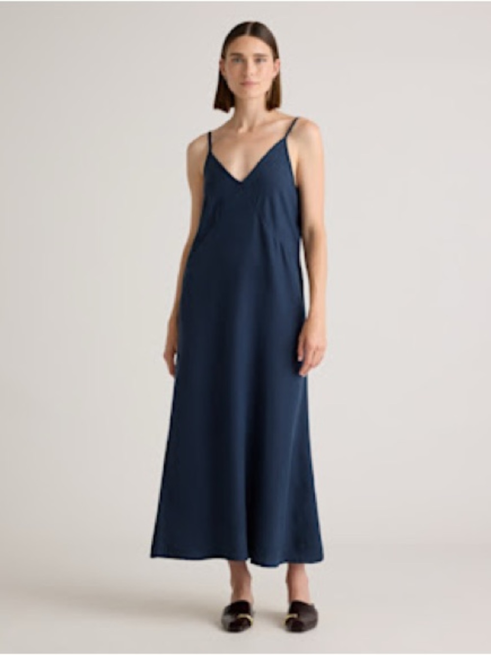 Vintage Wash Tencel Maxi Slip Dress in Midnight Blue